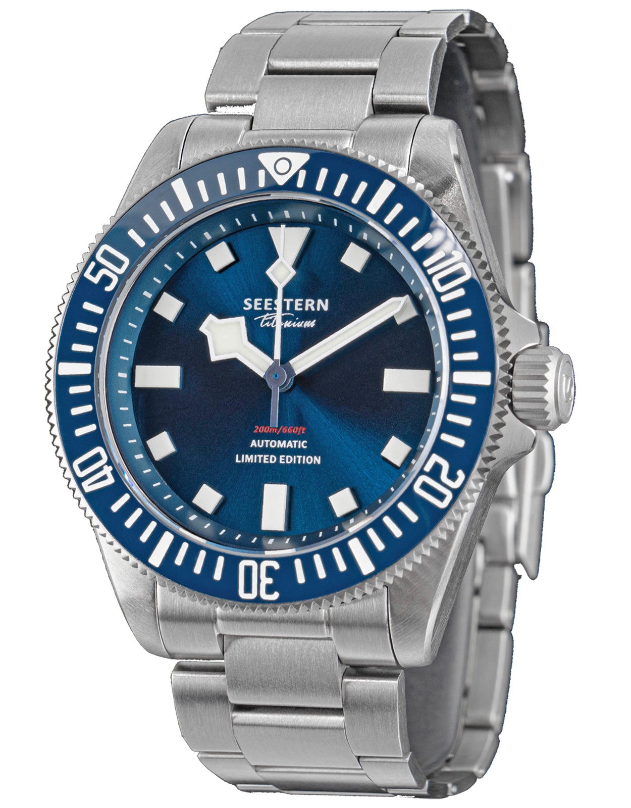 Seestern S436-2 Orologio Uomo Automatico GMT Acciaio Nero - Vetro Zaffiro E Cinturino In Acciaio 316L - Impermeabile 100m